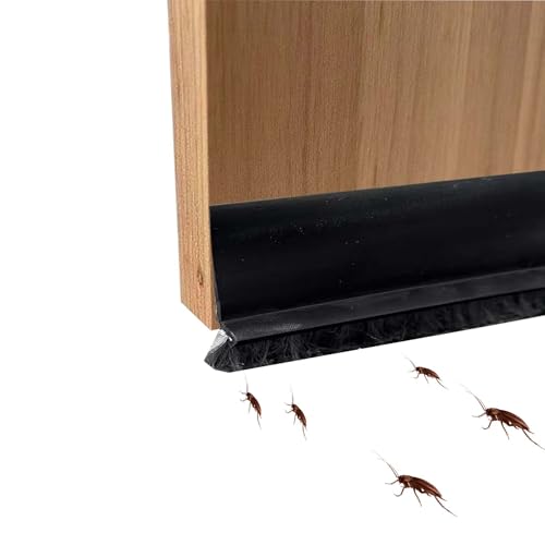 39" Door Sweep Brush - Self-Adhesive Under Door Gap Filler for Dust/Bugs/Noise/Air Insulation, Door Draft Stopper & Blocker for Bottom of Door for Exterior & Interior, Black, 1 Pack - color: Black