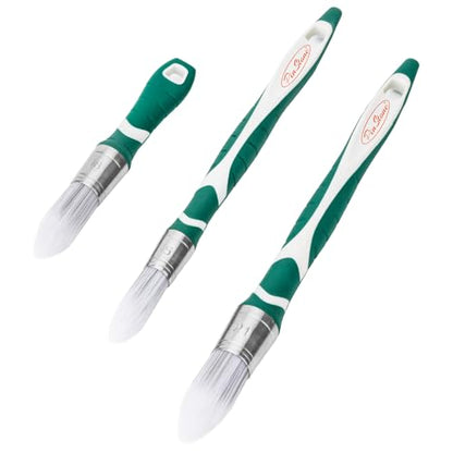 3pcs Trim Paint Brushes Set, 0.6", 0.7", 0.8" Small Paintbrush Synthetic Bristles, Long & Short Easy-Grip Rubber Handle, Trim Brushes for Painting Walls,Cabinets,Windows,Doors,Edges,Corners
