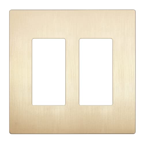 LIDER Brushed Finish Decorator Switch Cover, Screwless Wall Plate, Mid-Size 2-Gang 4.88" x 4.92", Unbreakable Polycarbonate Thermoplastic, UL Listed, LSWP-32M-BGD, Brushed Gold - color: Brushed Gold, size: 2 Gang