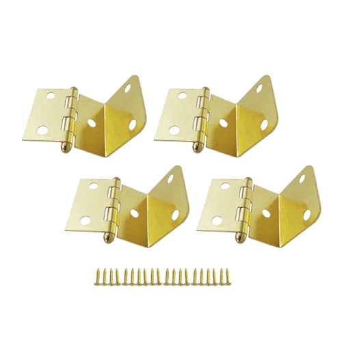 QCAA Durable Steel Semi-Concealed Hinge for Box, Chest & Cabinet, 1-1/2" Width x 1.2 mm Thickness, Brass Plated, 4 Pack, Made in Taiwan - color: Brass Plated, size: 4 Pack (1-1/2" x 1.2mm)