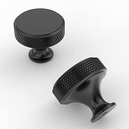 Amerdeco 10 Pack Matte Black Knurled Cabinet Knobs Kitchen Cabinet Handles for Drawer Dresser, Cupboard and Wardrobe ZH0036 - color: Matte Black