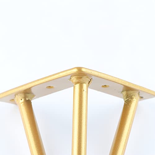 4 Inch Hairpin Legs Metal - 1/2” Dia 3 Rods Design - Mid Century Furniture Table Legs, DIY Furniture Hairpin Feet Gold for Nightstand, Coffee Table and TV Stand, Set of 4 - size: 4 Inch