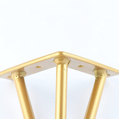 4 Inch Hairpin Legs Metal - 1/2” Dia 3 Rods Design - Mid Century Furniture Table Legs, DIY Furniture Hairpin Feet Gold for Nightstand, Coffee Table and TV Stand, Set of 4 - size: 4 Inch