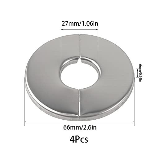 4Pcs 304 Stainless Steel Wall Split Flange Round Escutcheon Plate Cover for Various Pipes (27mm/1.06in) - size: 27mm/1.06in