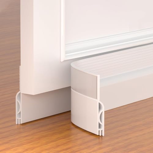 5Pack Door Draft Stopper,Adjustable Door Sweep for Bottom of Door,Silicone Weather Stripping Door Bottom Seal Blocker Air Noise,Under Door Gap Filler for Interior/Exterior Door - color: White, size: 39" L-5Pack