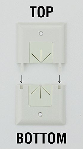 DATA COMM Electronics 45-0017-LA Split Style TV Plate,Flexible AV/HDMI Cable Pass-Through, Low-Profile Design, Conceals Up to 6 Cables, Seamless Finish, Recessed Media In-Wall Outlet Box , Lite Almond - size: 1 Count (Pack of 1), style: Lite Almond - TV P