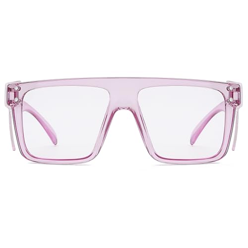 ANSI Z87 Safety Glasses, Photochromic UV400 Blue Light Blocking, Impact Resistant Work Glasses for Construction - color: Clear Purple