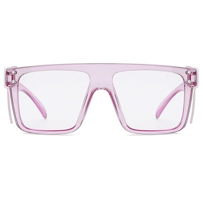 ANSI Z87 Safety Glasses, Photochromic UV400 Blue Light Blocking, Impact Resistant Work Glasses for Construction - color: Clear Purple