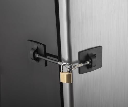 Refrigerator Door Lock with Padlock, Black - color: 1-Pack, Black with Keyed Padlock