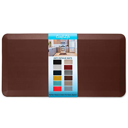 ComfiLife Anti Fatigue Floor Mat – 3/4 Inch Thick Kitchen Mats for Floor, Standing Desk Mat, Kitchen Rug – Comfort at Home, Office – Durable – Stain Resistant – Non-Slip Bottom (20" x 39", Brown) - color: Brown, size: 20" x 39"