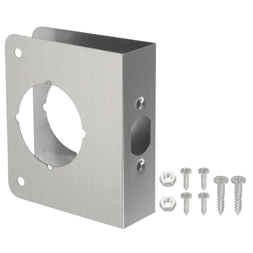 PATIKIL Door Reinforcement Plate, 1 Set Doors Reinforce Repair for 1-3/8" Thick Door 4-1/2" Size Door Knob Lock Latch Deadbolt Cover Plate Home Security, Silver - color: Silver, size: 1-3/8"; 4-1/2"