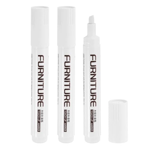 uxcell Furniture Markers Touch Up, 3pcs Furniture Repair Kit Wood Filler Sticks Wood Markers for Scratches Wooden Floor Table Cabinet Laminate Frames, White - color: White