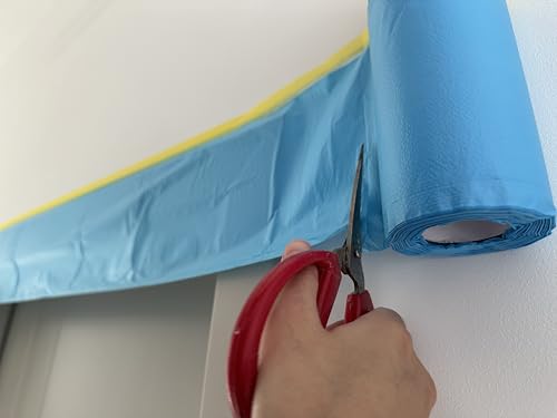 3 Rolls Automotive Tape and Drape 43" x 66' Pre-Taped Masking Film for Covering Cars Walls Windows and Floor Furniture Protection