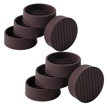 1.5x1.5 Round Rubber Furniture Caster Cups, Anti-Sliding Furniture Pads Bed Stopper Floor Protectors with Grip - Protect Any Flooring - size: 8 Pcs Brown