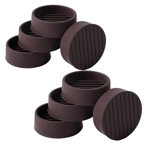 1.5x1.5 Round Rubber Furniture Caster Cups, Anti-Sliding Furniture Pads Bed Stopper Floor Protectors with Grip - Protect Any Flooring - size: 8 Pcs Brown