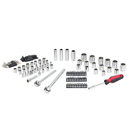 MECHMAX 120-Piece Socket Wrench Set with 1/2" & 3/8" Drive Ratchets. Mechanics Tool Kit includes SAE & Metric Sockets, Deep Sockets, Spark Plug Socket, Bits & Hex Keys for Auto Repair, Garage & Gift - style: 120 Piece