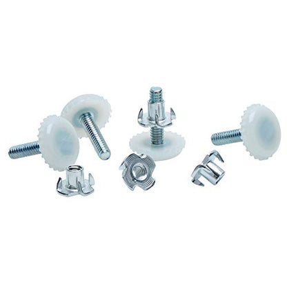 Desunia Medium Duty Nylon Table & Furniture Levelers - 1/4" Threaded Shank w/T-Nuts - 400 Lb. Capacity - Adjusts from 0" to 9/16" - White - 20 Pack - color: White, size: 20