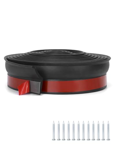 QWORK 20 Ft Rubber Universal Garage Door Bottom Seal - Weatherproofing Insulation Strip with Self-Adhesive Design and Easy Installation Kit - Durable Garage Door Weather Stripping