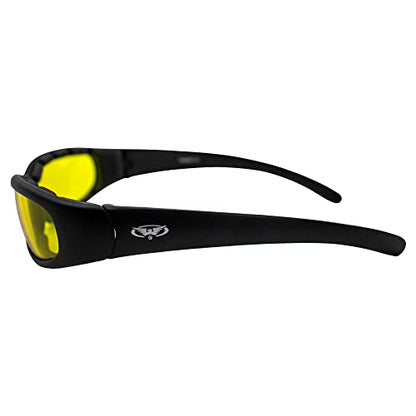 Global Vision Chicago Motorcycle Riding Sunglasses Black Frame w/Yellow Lenses - color: Yellow