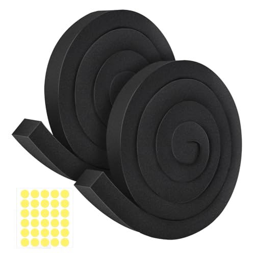 2Packs Air Conditioner Foam Tape with Adhesive, 1''X1''X 6.5 Ft Window Weather Stripping, High Resilience Ac Window Seal Kit Foam Insulation for Winter Summer (6.5ft X 2 Rolls, Black) - color: 2 PCS, size: 1''x1'' Black