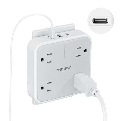 TESSAN Multi Plug Outlet Extender, Surge Protector Splitter with 3 USB (1 USB C Port) Wall Charger, Multiple Expander for Travel, Home, College Dorm Room - style: 1 USB C