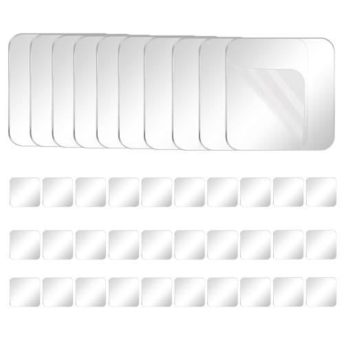 40PCS Heavy Duty Double Sided Adhesive Mounting Square Tape, Waterproof Strong Clear No Residue Removable Tape for Hanging, Wall Mounting, Home Decor & Shower - size: 40Pcs