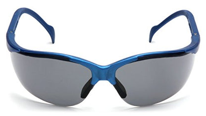 Pyramex Venture II Safety Eyewear, Indoor/Outdoor Mirror Anti-Fog Lens - color: Gray Lens/ Metallic Blue Frame