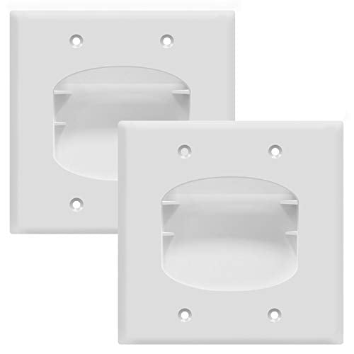 TOPGREENER Recessed Low Voltage Cable Wall Plate for Home Theaters, Size 2-Gang 4.50" x 4.50", Polycarbonate Thermoplastic, TG8882-2PCS, White (2 Pack) - size: 2 Gang, style: 2 Pack
