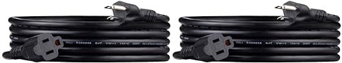 Amazon Basics Extension Cord, 10 Ft, 3-Prong Outlet Extender, Indoor, 13 Amps, 125V, Black, 2-Pack - color: Black, size: 10 Ft, style: 2-Pack