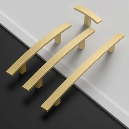 Amerdeco 10 Pack Brushed Gold 3 Inch(76mm) Hole Centers Kitchen Cabinet Pulls Cabinet Hardware Kitchen Handles for Cabinets Cupboard Handles Drawer Pulls ZH0003 - color: Brushed Gold, size: 3"/76MM Hole Center