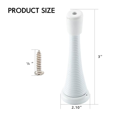 HOME MASTER HARDWARE 12 Pack Spring Door Stops, 3 Inch Wall Mounted Spring Doorstop, with Rubber Bumper, White - color: ‎White
