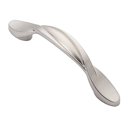 Alzassbg 10 Pack Brushed Satin Nickel Cabinet Pulls, 3 Inch(76mm) Hole Centers Arch Twisted Cabinet Handles Kichen Hardware for Cabinets and Drawer AL3027SN - color: Twisted Handles - Brushed Satin Nickel, size: 3" Hole Center