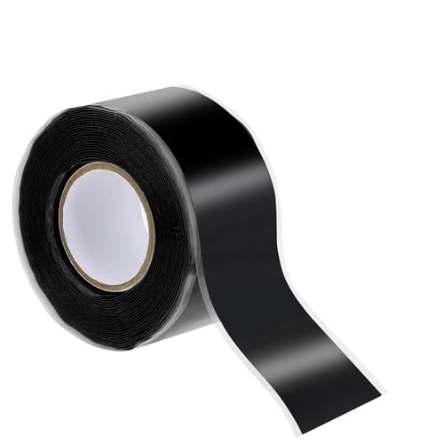 Self Fusing Silicone Tape 1" x 16.4FT – Black Waterproof Rescue Tape for Leak Repair, Plumbing, Hose & Pipe Sealing, Self-Amalgamating Rubber Tapes for Outdoor Electrical & Tool Fixation