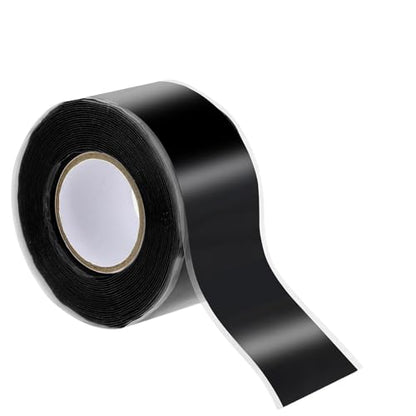 Self Fusing Silicone Tape 1" x 16.4FT – Black Waterproof Rescue Tape for Leak Repair, Plumbing, Hose & Pipe Sealing, Self-Amalgamating Rubber Tapes for Outdoor Electrical & Tool Fixation