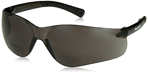 MCR Safety Crews BKH20G BearKat Magnifier Polycarbonate 2.0 Diopter Gray Lens Safety Glasses with Non-Slip Hybrid Black Temple Sleeve - color: Gray Lens, size: 2.0 Diopter