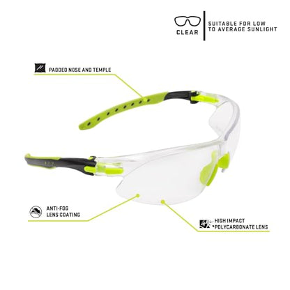 ULTRX Unisex Safety Glasses - color: Lime Green