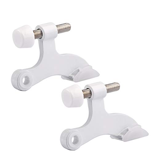 HOMOTEK 2 Pack Hinge Pin White Door Stopper,Adjustable Deluxe Heavy Duty Door Stopper 2-1/2"x1-3/4”,with White Rubber Bumper Tips - color: White, size: 2 Pack