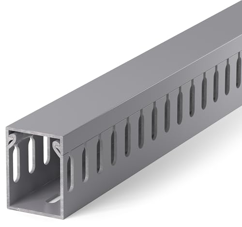 ZhiYo H1.6in W1.2in Professional Server Rack Cable Management Raceway, 99in (6X L16.5in) Cable Raceway Kit, Electrically Safe PVC Open Slot Wire Raceway for Under Desk/Computer/Network Cords, Grey - color: Grey, size: 1.6in H × 1.2in W