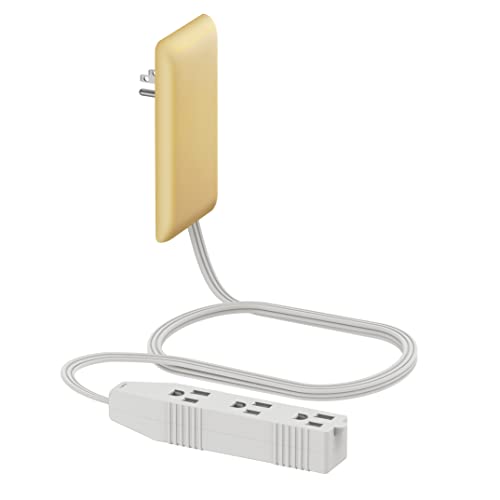 LIDER Flat-Face Outlet Extender with 3 Receptacles, Ultra-Thin Wall Plate Plug with Cord Extender and 3-Outlet Power Strip, 3ft Cord, LWE3-315-GD, ETL-Listed, Gold - color: Gold, size: 1 Pack