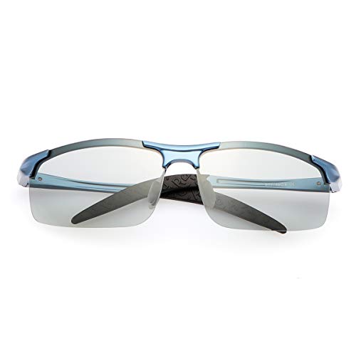 YIMI Men Photochromic Polarized Sports Sunglasses Cycling Fishing Driving Glasses UV Protection Eyeglasses Anti Glare Eyewear - color: 8177 Blue