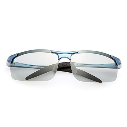 YIMI Men Photochromic Polarized Sports Sunglasses Cycling Fishing Driving Glasses UV Protection Eyeglasses Anti Glare Eyewear - color: 8177 Blue
