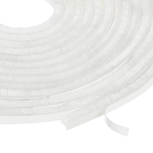 uxcell Self Adhesive Brush Seal Weather Stripping 1/4" x 9/32" x 16.4ft, Door Brush Strip for Sliding Sash Door Window Wardrobe Seal, White - color: White, size: 1/4" x 9/32" x 16.4ft