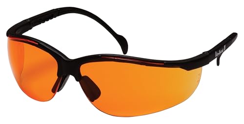 Pyramex Venture II Safety Eyewear, Indoor/Outdoor Mirror Anti-Fog Lens - color: Orange Lens/ Black Frame