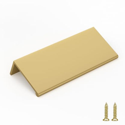 Goldenwarm 5 Pack Gold Finger Edge Pulls Drawer Finger Pulls Champagne Gold Kitchen Hardware Handles Bedroom Dresser Drawers,2-1/2 in Hole Center - color: Matte Gold, size: 2-1/2in(64mm) Hole Centers