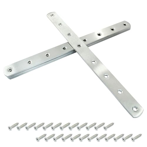 4 Pack 12 Inch Stainless Steel Flat Plate Straight Bracket Flat Metal Brace Bracket, 300mm Metal Brackets Mending Repair Plate Brace with Screws for Wood Straight Brace - size: 12"-300mm-Silver