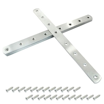 4 Pack 12 Inch Stainless Steel Flat Plate Straight Bracket Flat Metal Brace Bracket, 300mm Metal Brackets Mending Repair Plate Brace with Screws for Wood Straight Brace - size: 12"-300mm-Silver