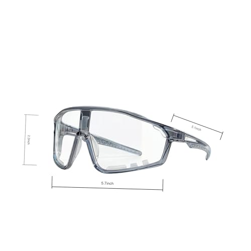 Photochromic Cycling Glasses for Men Women, UV400 Photochromic Sunglasses for Cycling, MTB, Running, Fishing, Baseball, Clear to Dark Bike Glasses, Riding Glasses with Photochromic Lenses