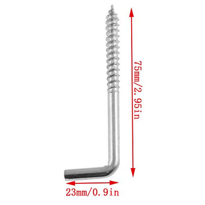 DTTRA 10PCS 70X22mm Silver Carbon Steel Metal Right Angle 7-Shaped Self-Tapping L-Shaped Hook