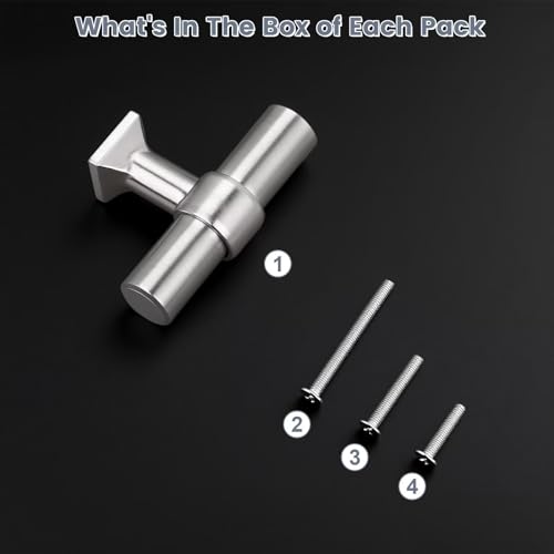 5 Pack Brushed Nickel Kitchen Cabinet Knobs Single Hole Dresser Pulls with Zinc Alloy Base Stainless Steel T Bar Drawer Knob for Bedroom Bathroom - color: Brushed Nickel, size: Single Hole-2inch Length