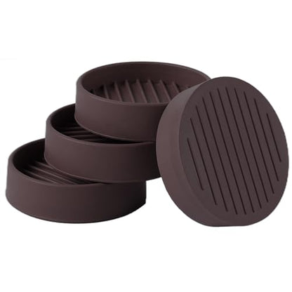 2x2 Round Rubber Furniture Caster Cups, Anti-Sliding Furniture Pads Bed Stopper Floor Protectors with Grip - Protect Any Flooring - size: 4 Pcs Brown
